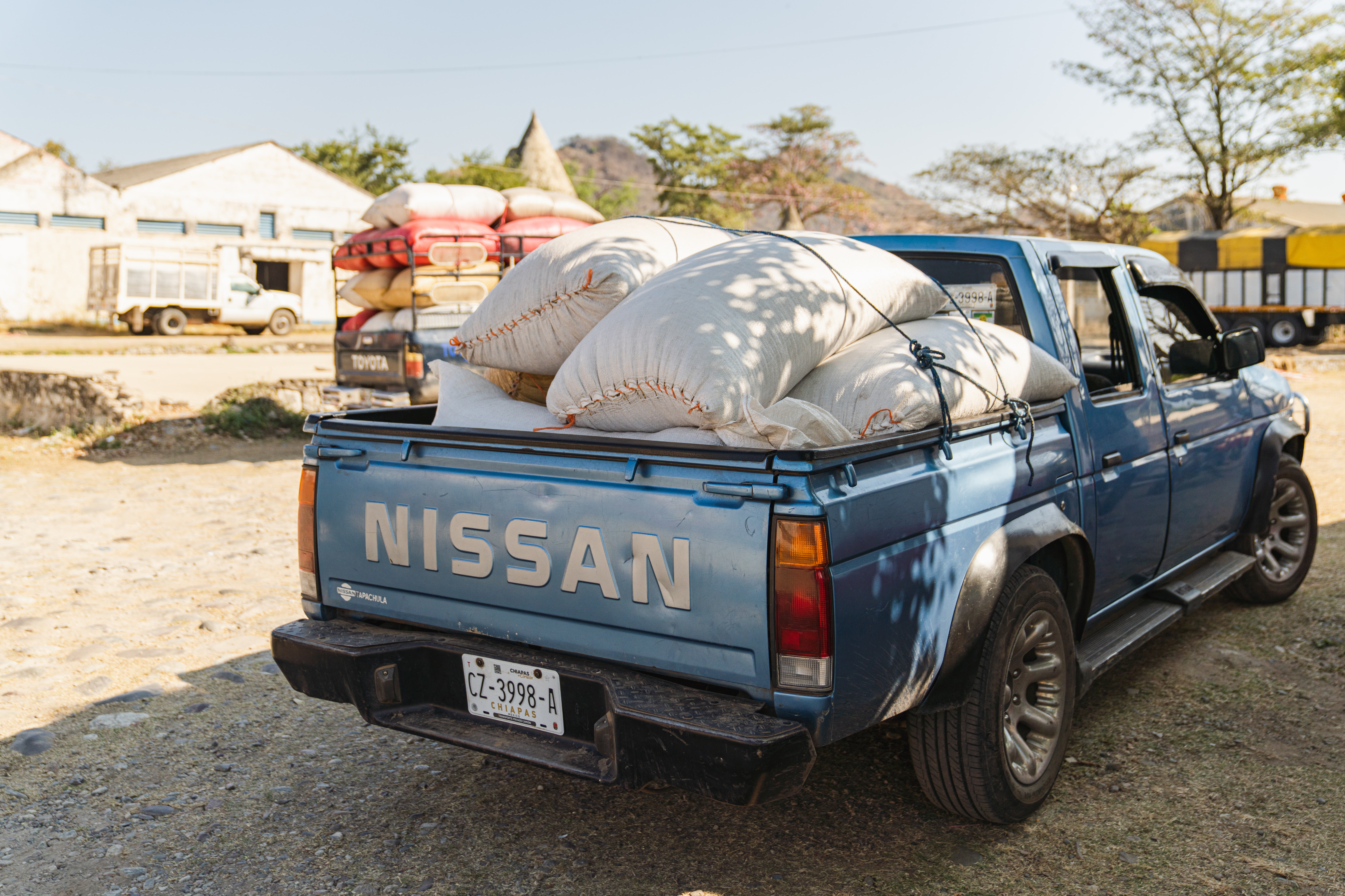 Nissan bakkie loaded with bags